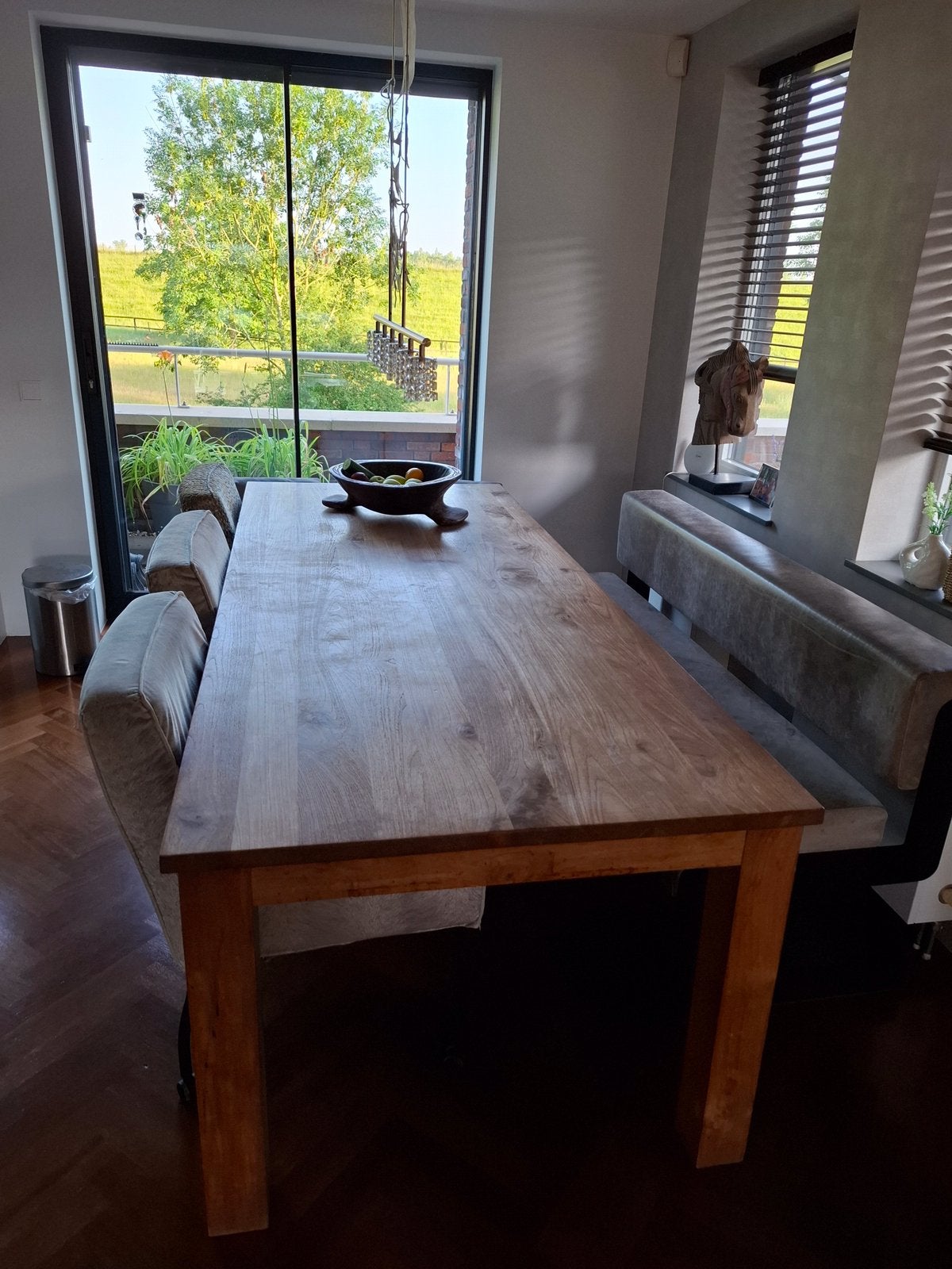 Te koop teakhouten eettafel 240*100, Ophalen, 100 tot 150 cm, Teakhout, 200 cm of meer