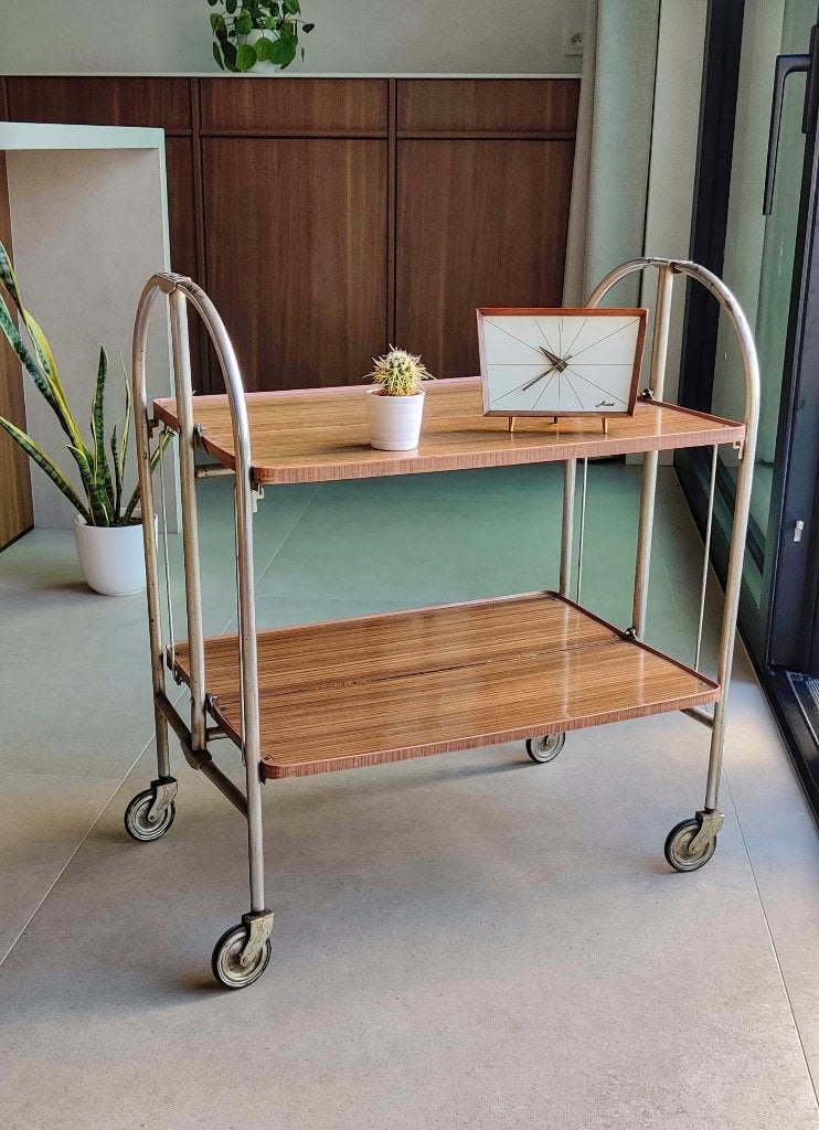 Authentieke vintage Bremshey serveer trolley, Huis en Inrichting, Ophalen, Zo goed als nieuw, 75 cm of meer, Midcentury