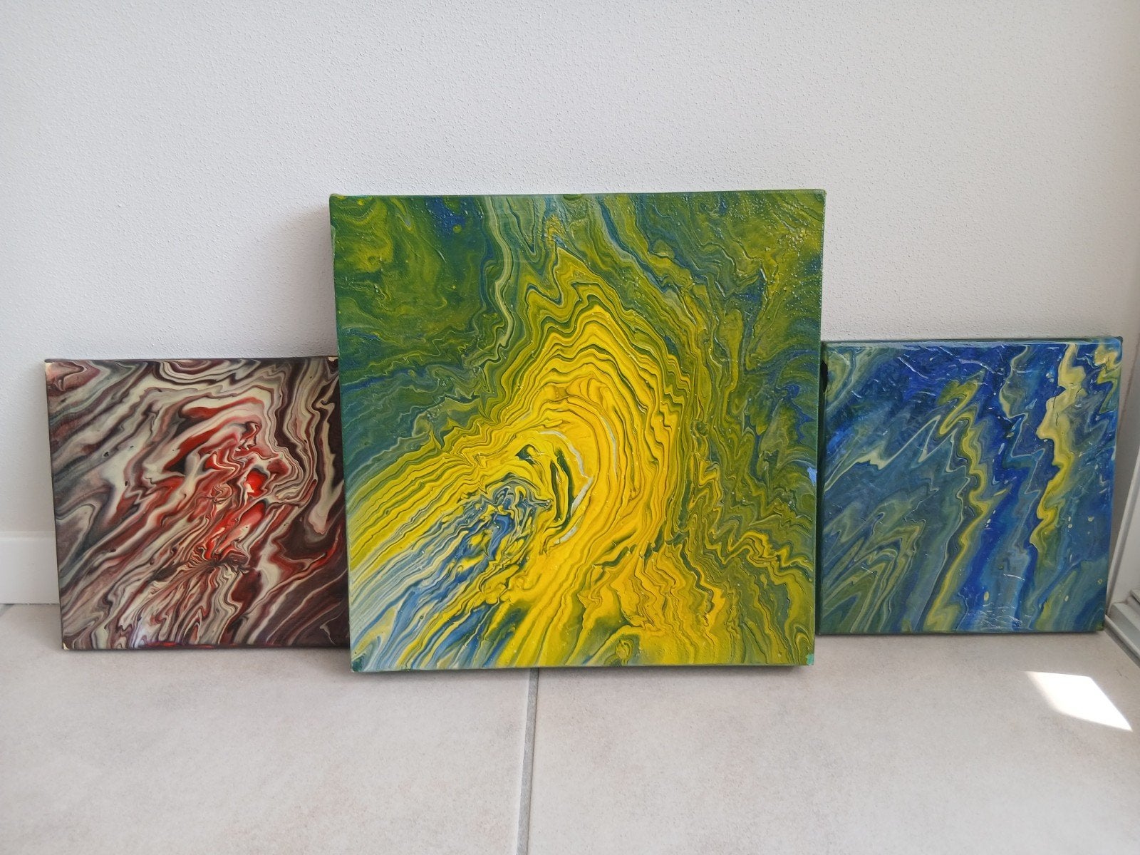 3 abstracte schilderijen-kunst, Antiek en Kunst, Ophalen of Verzenden