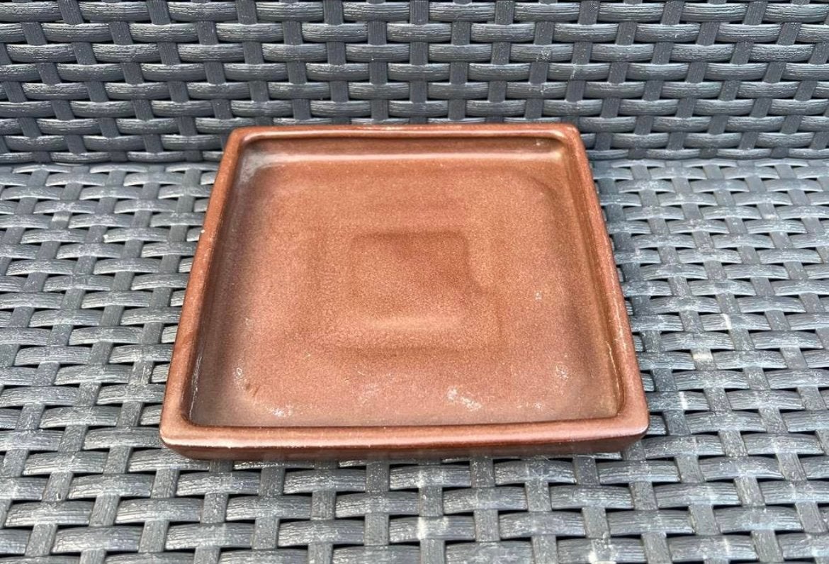 Bonsai onderzetter vierkant bruin geglazuurd 16,4x16,3x2, Vierkant, Ophalen of Verzenden, Aardewerk, Minder dan 40 cm