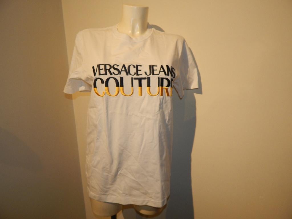 Versace jeans couture leuk basic shirt merk stiksel L, Verzenden, Wit, Maat 42/44 (L), Zo goed als nieuw