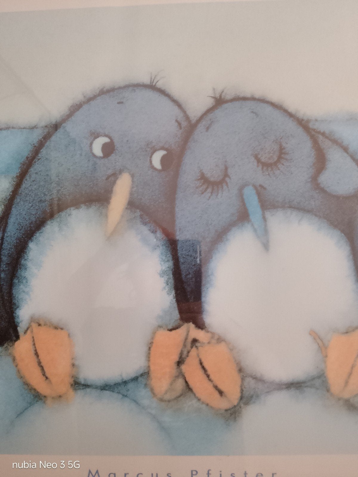 ingelijste prent pinguïns, Ophalen
