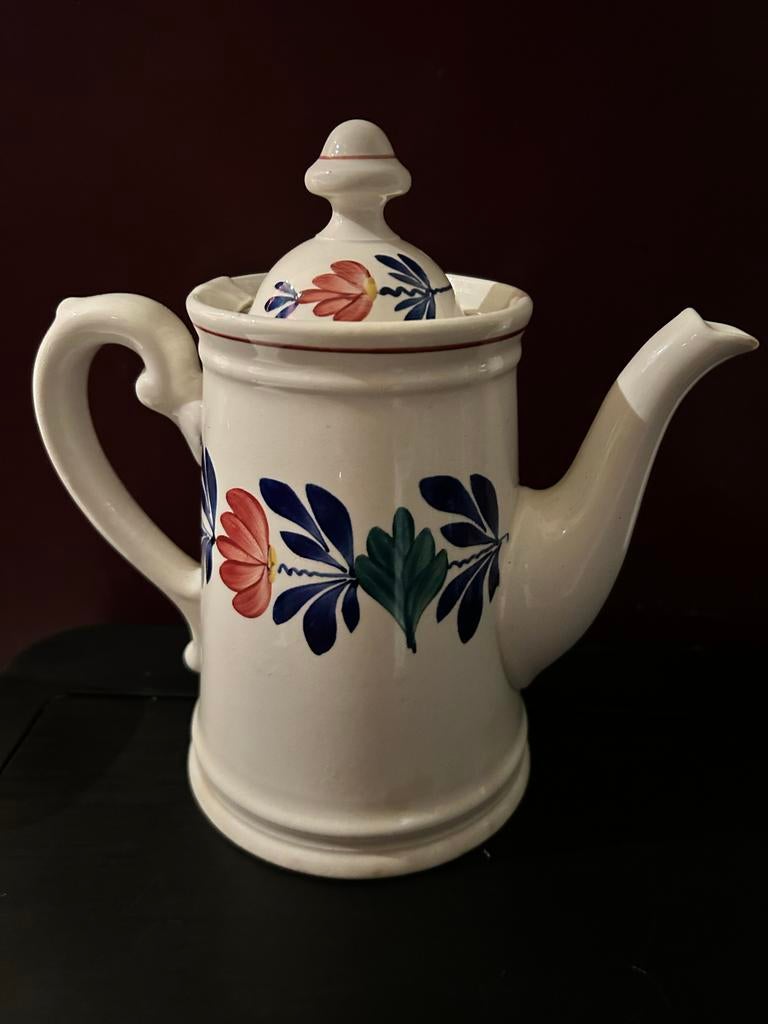 Zeldzame Boerenbont koffiepot Societe Ceramique 4 ringen, Ophalen of Verzenden