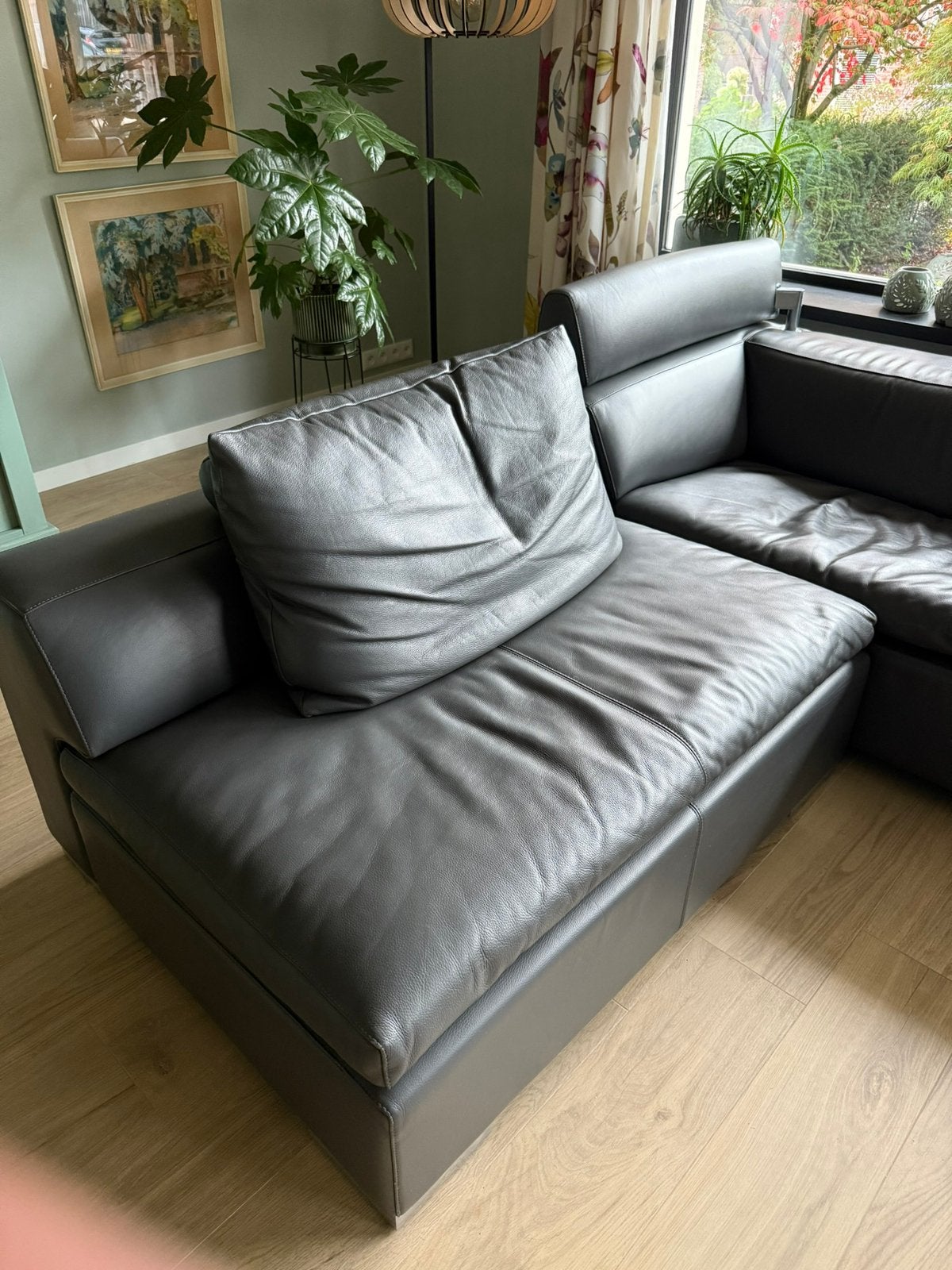 Disign Leolux leren hoekbank Howlazy kleur antraciet, Ophalen, 300 cm of meer, Leer, Zo goed als nieuw