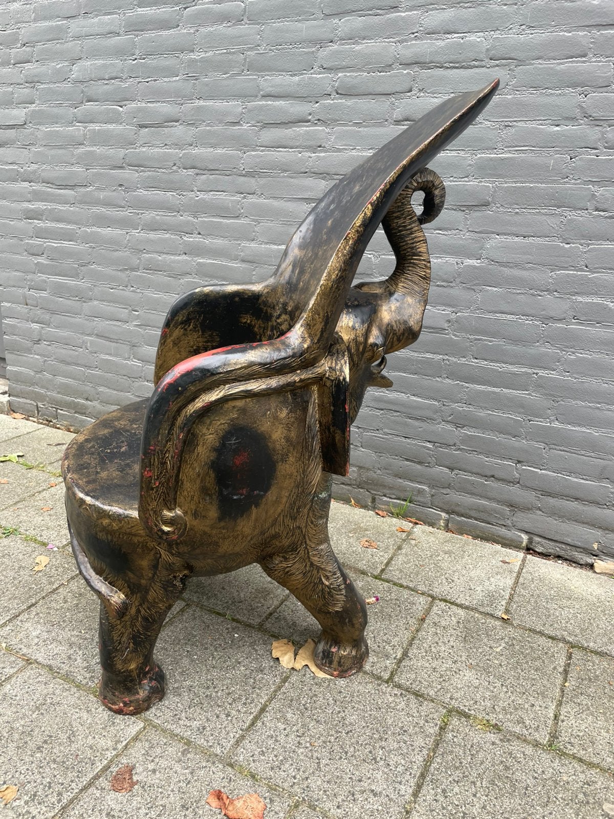 Handgesneden Olifantenstoel Massief Hardhout Aziatisch, Ophalen