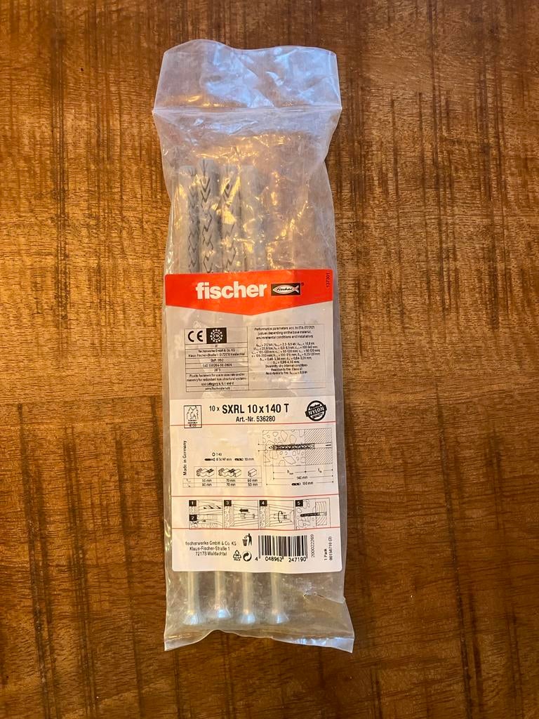 4x Fischer SXRL 10x140 T Constructiepluggen Kozijnpluggen, Ophalen of Verzenden, Nieuw, 100 tot 250 mm, Pluggen