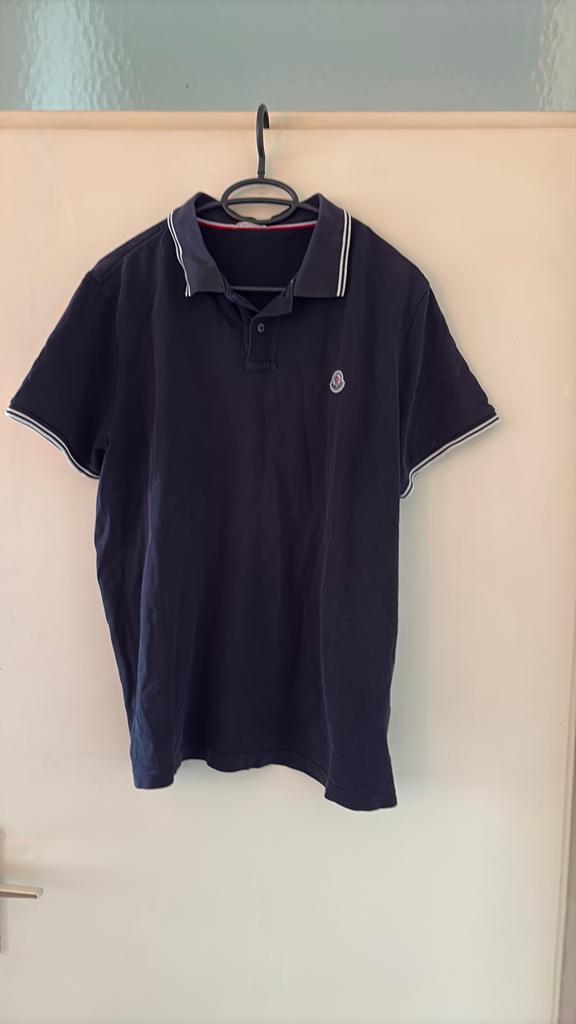 Moncler Polo - Donkerblauw - Maat XL (valt als M/L), Ophalen of Verzenden, Gedragen, Maat 48/50 (M), Blauw
