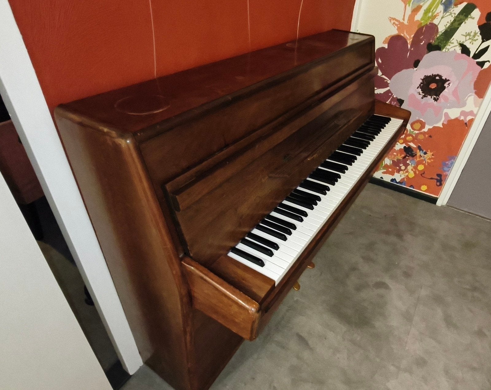 GEWIJZIGD - Welmar Piano - Bruin, GRATIS, Ophalen, Gebruikt, Bruin, Piano
