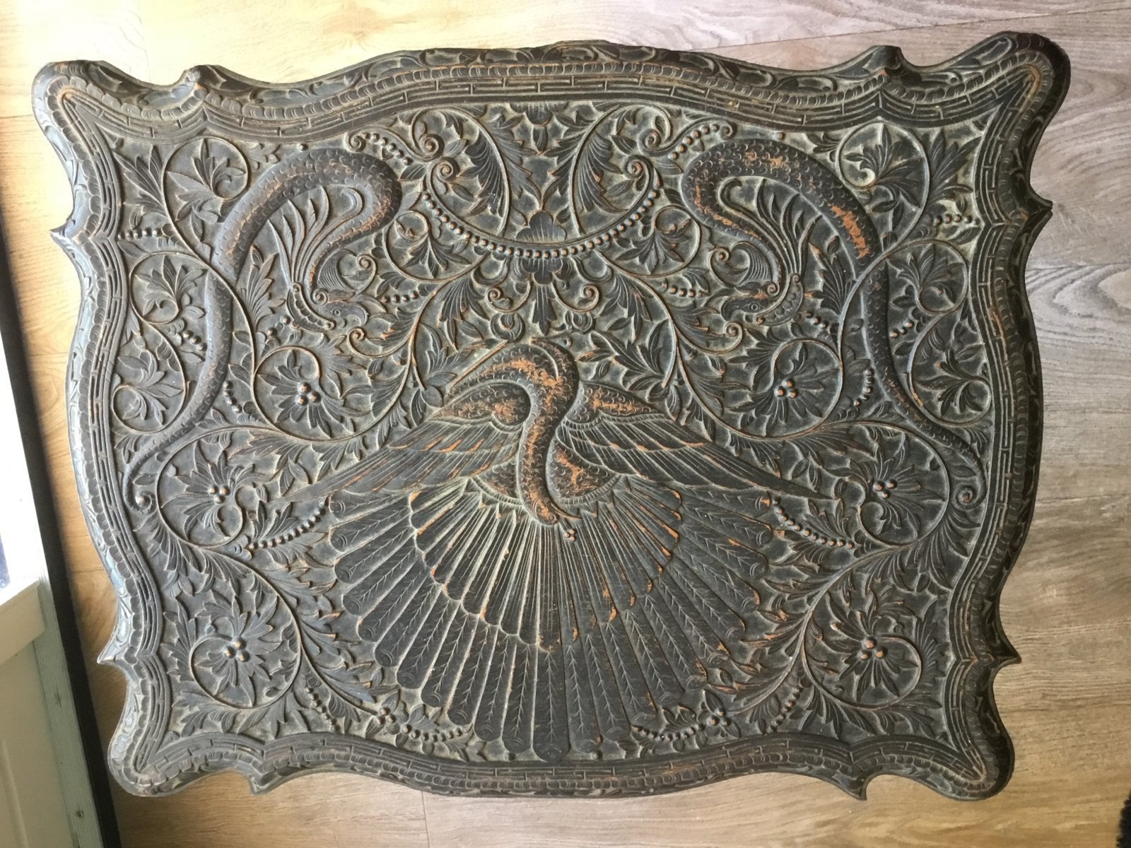 Antiek Indonesisch handgesneden kist uit 1910/20, 48/39 cm, Overige onderwerpen, Houtsnijwerk, Ophalen of Verzenden, 20 - 50 cm