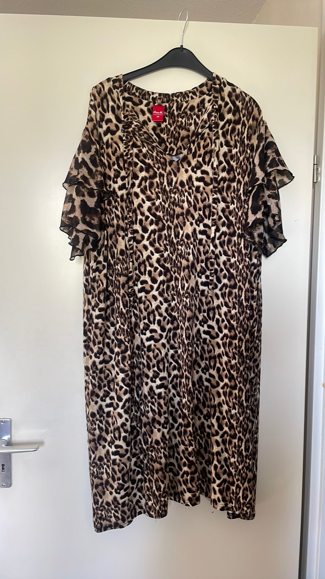 Only-m: jurk panterprint maat 48, Kleding | Dames, Ophalen of Verzenden, Zo goed als nieuw, Bruin, Jurk