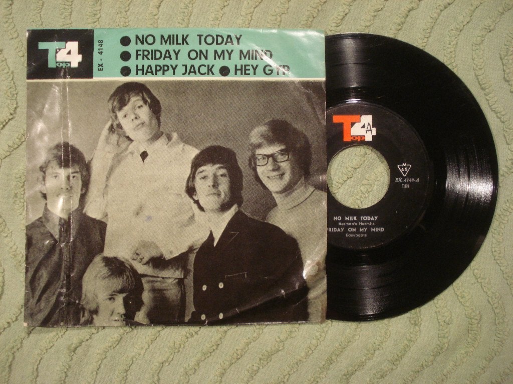 Herman’s Hermits 7" Vinyl EP: ‘No milk today’ (Iran) The Who, Cd's en Dvd's, Vinyl Singles, Gebruikt, 7 inch, Import, Ophalen of Verzenden