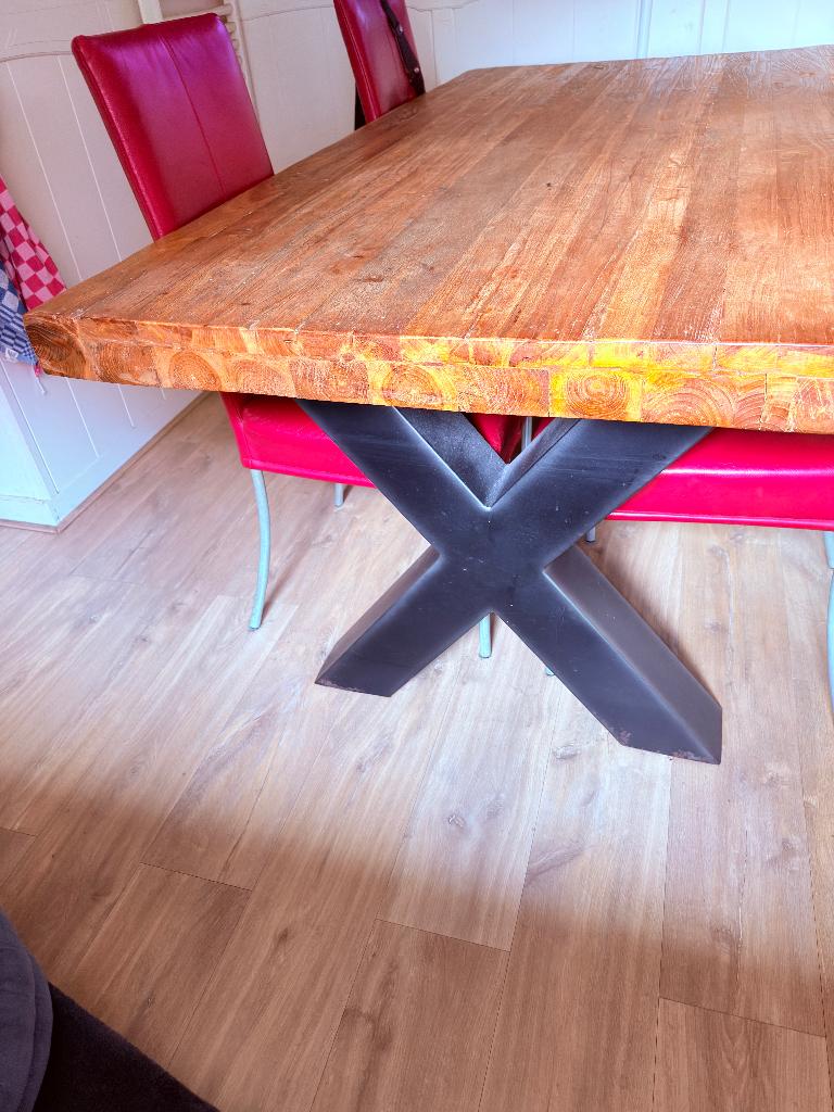 Eettafel Zwaar Massief Teak 1.90 x 1.00 x 77, Huis en Inrichting, Tafels | Eettafels, Ophalen, Gebruikt, 100 tot 150 cm, Teakhout