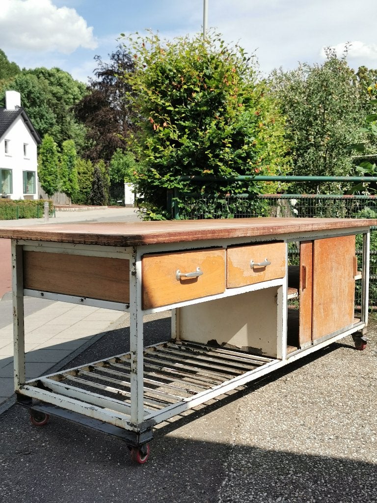 Vintage bakkerstafel, Huis en Inrichting, Keuken | Keukenelementen, Minder dan 100 cm, 50 tot 100 cm, 25 tot 50 cm, Ophalen