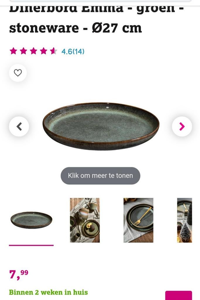 6 Emma dinerborden groen - zo goed als nieuw, Ophalen, Keramiek, Zo goed als nieuw, Bord(en)