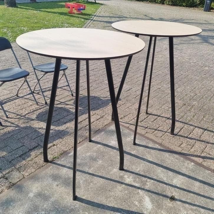 2x statafel met trespa blad 80 cm voor buiten metalen frame, Huis en Inrichting, Stoelen, Ophalen, Gebruikt, Overige kleuren, Twee