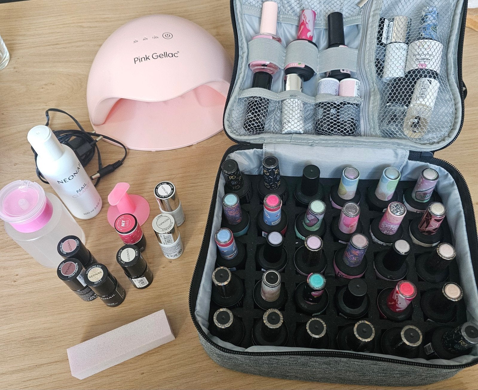 Grote set Pink Gellak, Ophalen, Zo goed als nieuw, Overige kleuren, Handen en Nagels