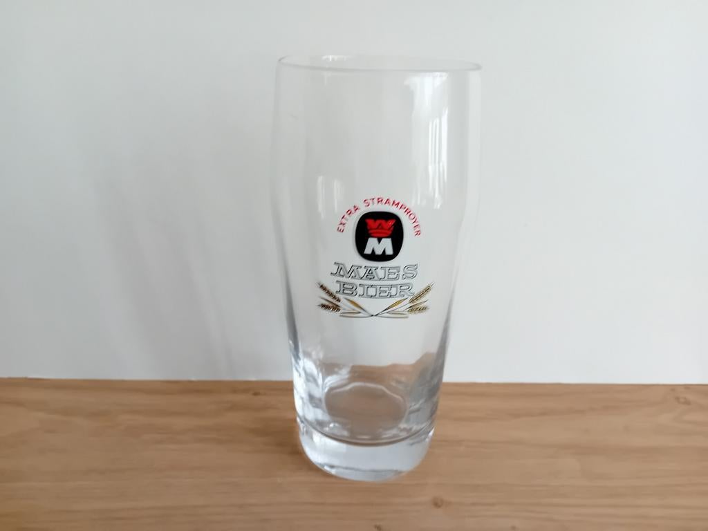Halve liter Maes Stramproyer glas, Ophalen of Verzenden, Zo goed als nieuw, Glas of Glazen, Overige merken
