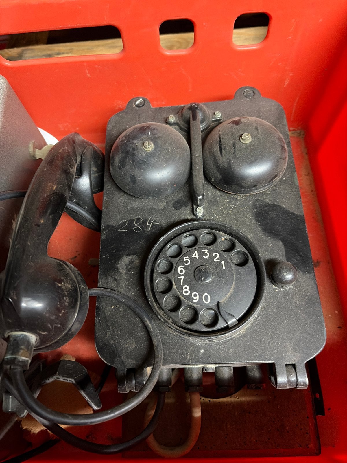 Vintage wandtelefoon met draaischijf - Antiek, Ophalen