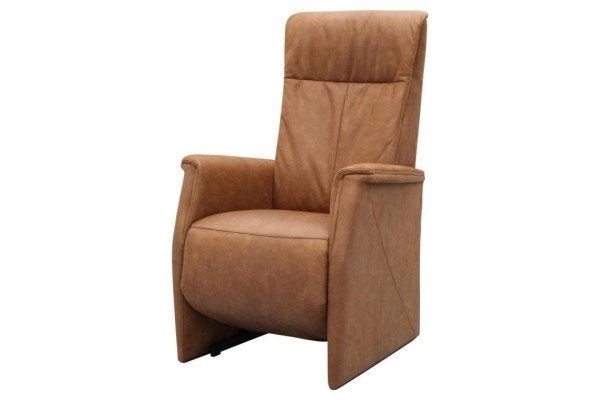 Relaxfauteuil Faith T-rug met sta-opfunctie – 2 jaar oud – N, Ophalen, Bruin, Modern, Comfort, Leer