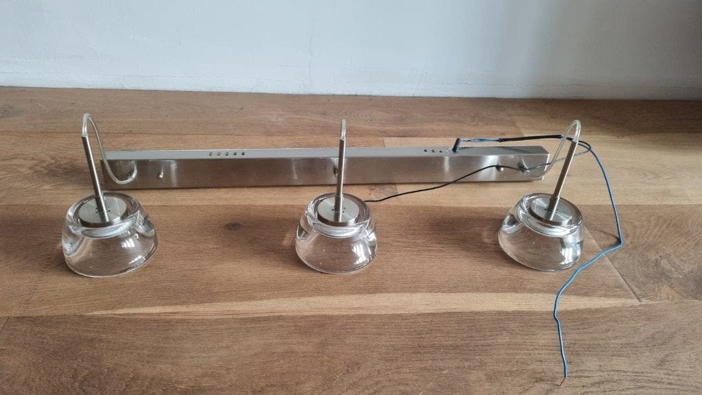 Hanglamp met 3 lichtpunten, Ophalen, Gebruikt, Glas, Overige fittingen