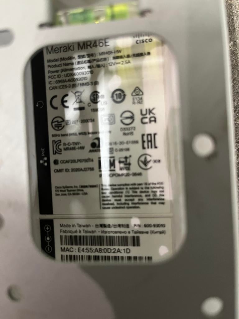 Cisco Meraki MR46E-HW Access Point (3 stuks beschikbaar), Computers en Software, Accesspoints, Gebruikt, Ophalen of Verzenden