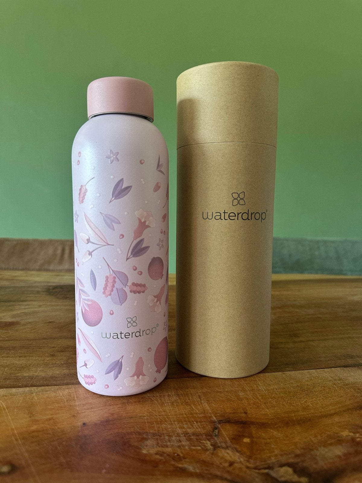 Waterdrop drinkfles roze met bloemenpatroon, Overige typen, Ophalen of Verzenden, Zo goed als nieuw, Roze