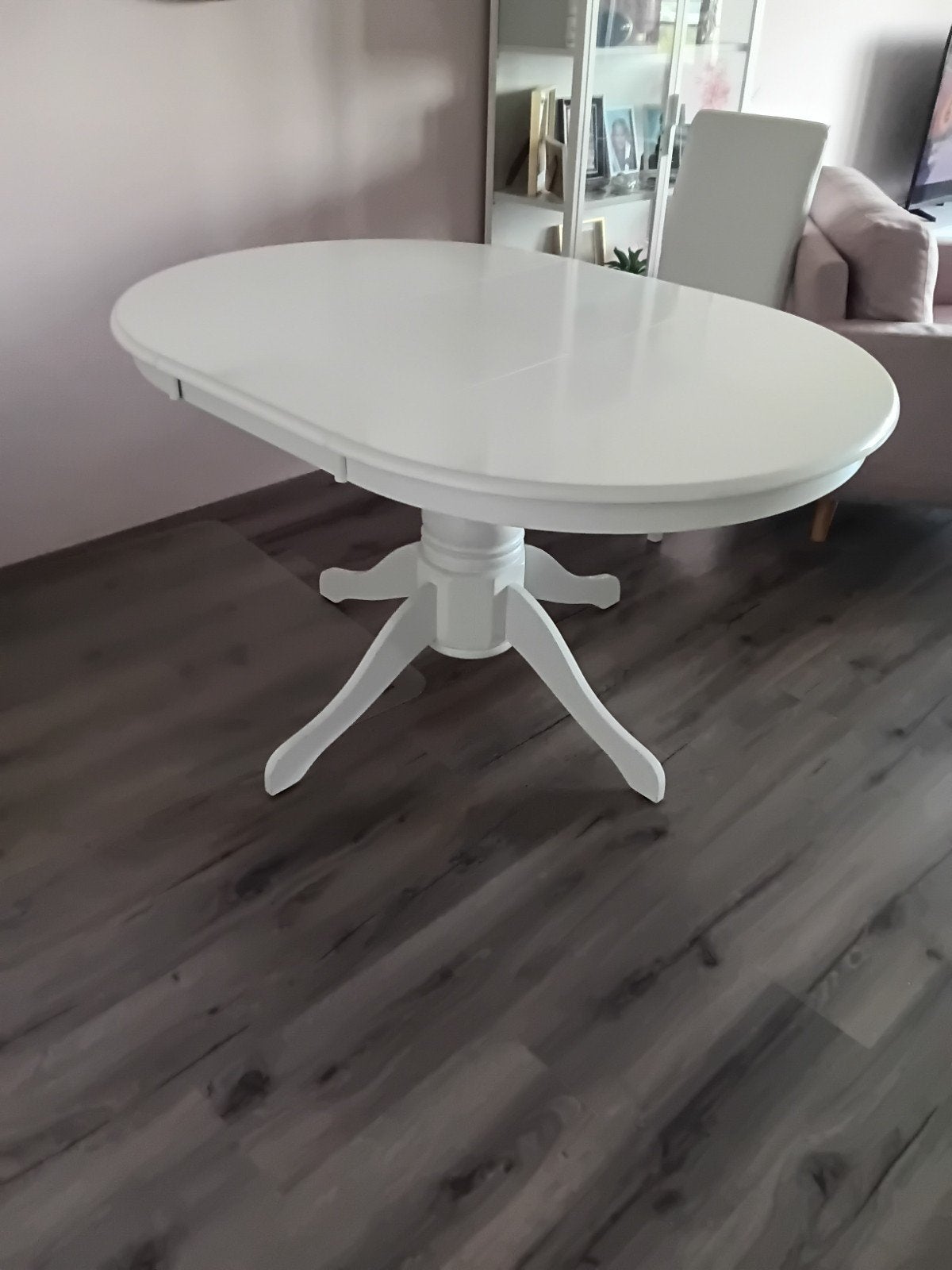 witte ronde ovale eettafel ikea, Ophalen, Gebruikt, 100 tot 150 cm, 200 cm of meer