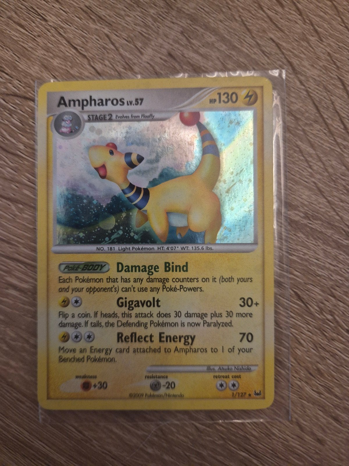 Pokémon Ampharos Lv.57 1/127 Holo Rare – Platinum (2009), Ophalen of Verzenden, Zo goed als nieuw, Losse kaart, Foil
