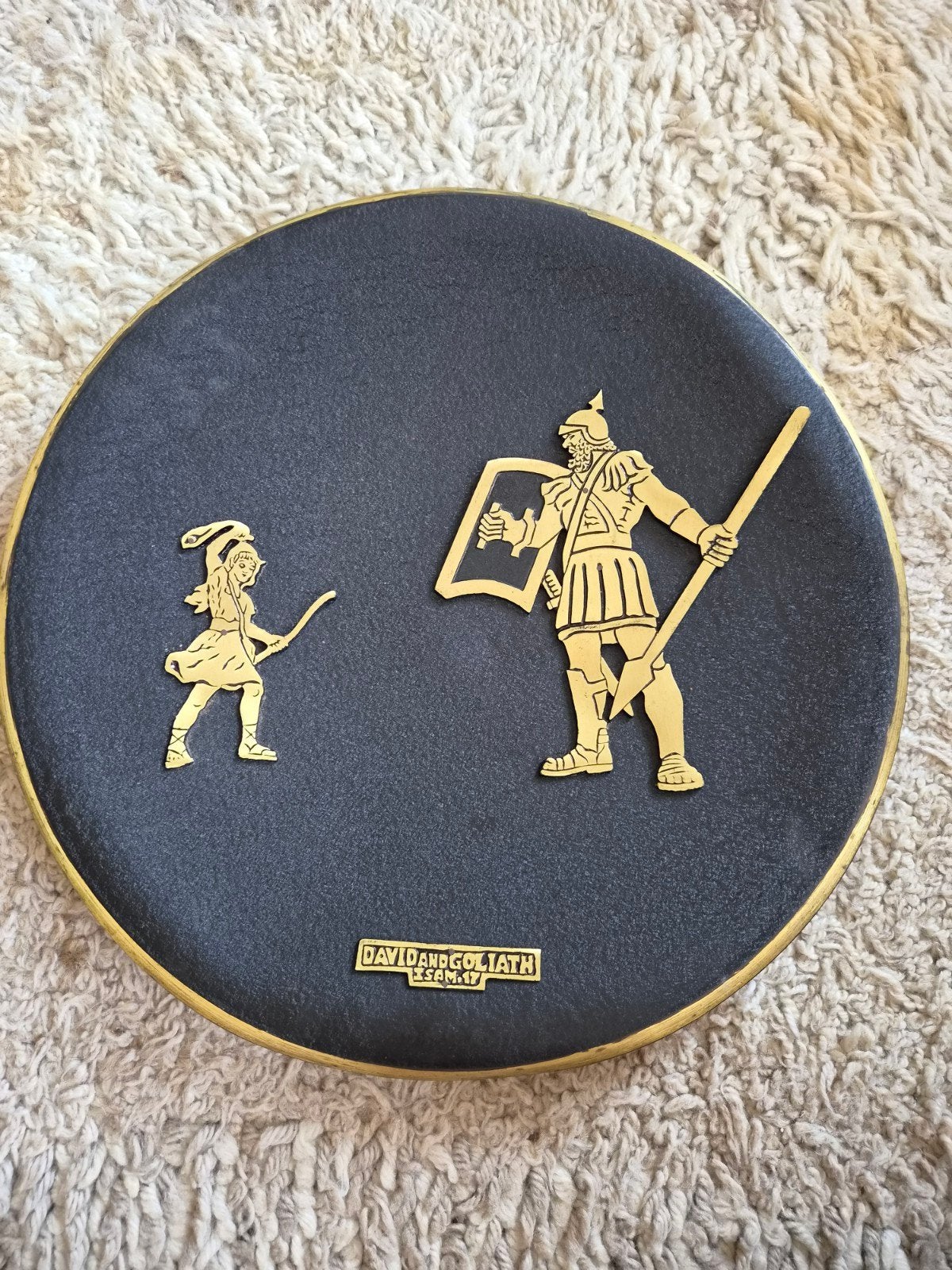 Vintage David en Goliath wanddecoratie - Bijbels tafereel, Ophalen of Verzenden