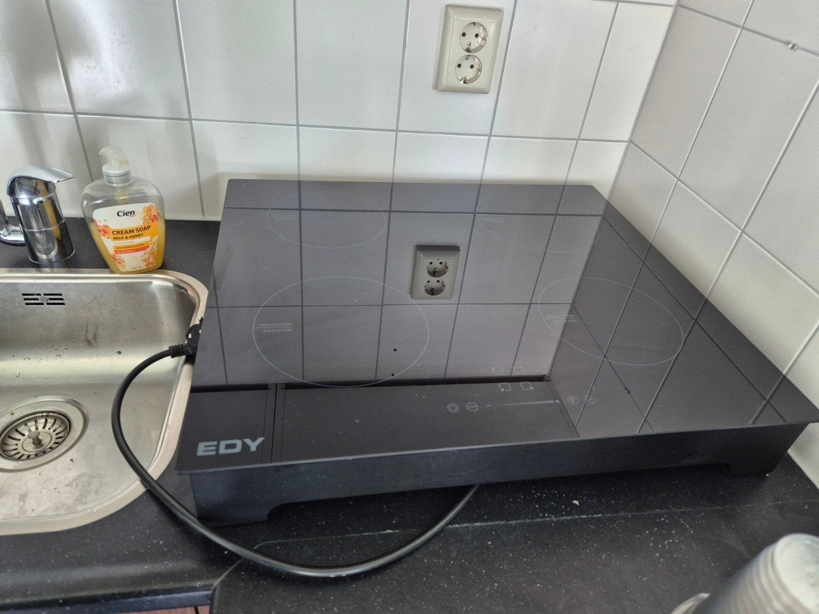 Edy EDIK6021 inductie kookplaat, Zo goed als nieuw, Inbouw, Inductie, 4 kookzones