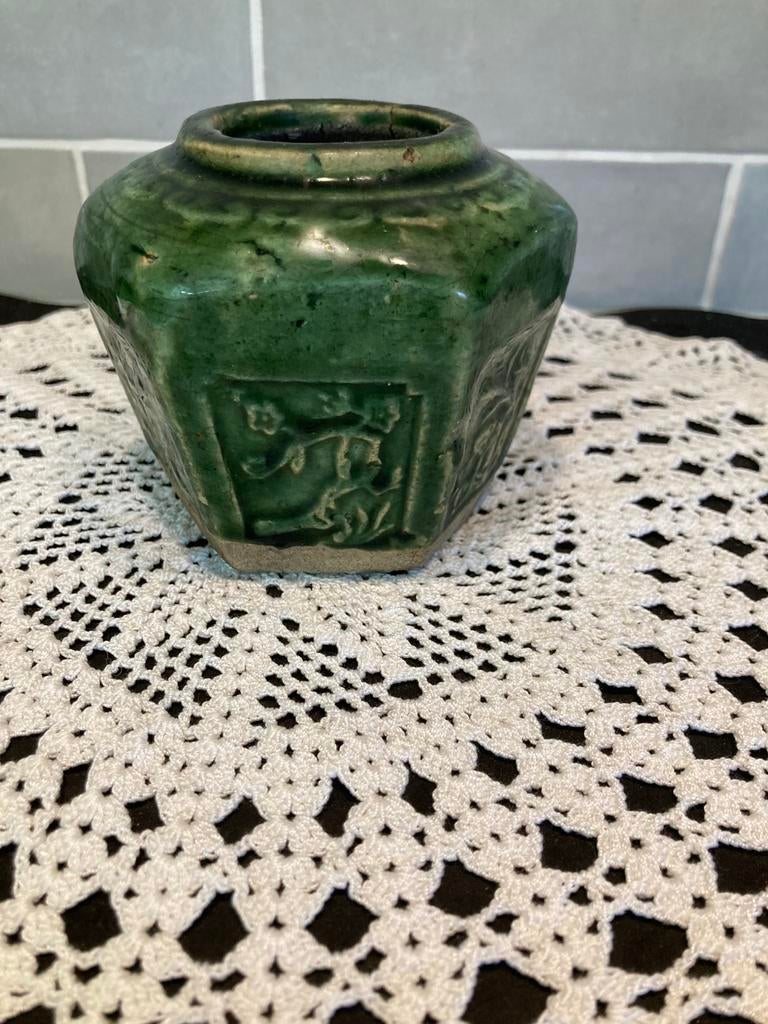 Groen Chinese gemberpot (080426c), Ophalen of Verzenden