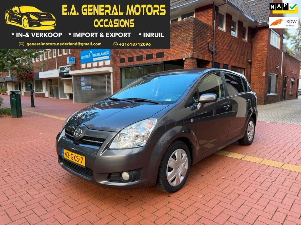Toyota Corolla Verso 1.8 2008 | DEALER | LEDER | APK, Auto's, Toyota, Zwart, 4 cilinders, 129 pk, Bedrijf