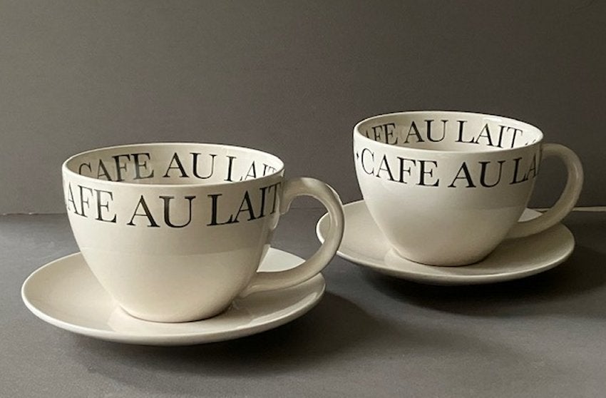 2 Jumbo Kop en schotel Cafe au Lait - Whittard of Chelsea, Antiek en Kunst, Ophalen of Verzenden