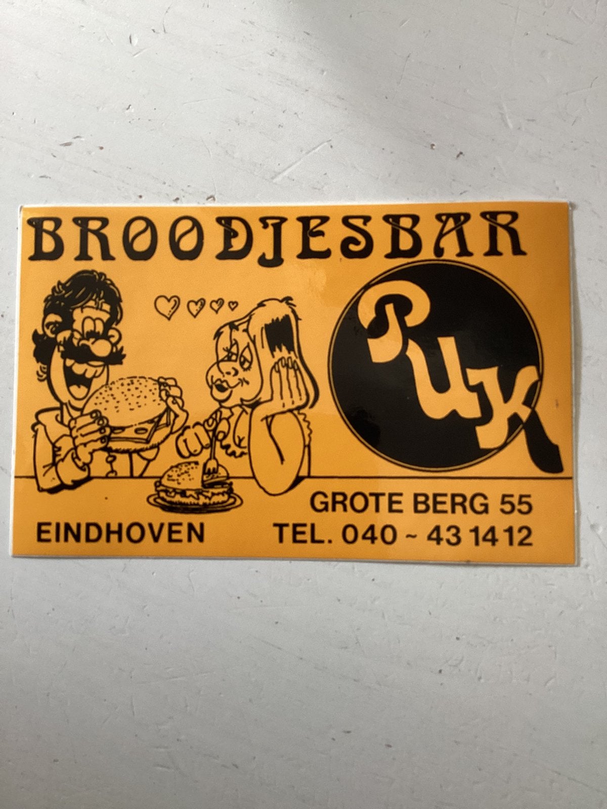Sticker Broodjesbar Puk Eindhoven, Verzenden, Zo goed als nieuw