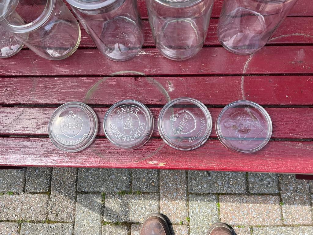Diverse inmaakglazen met deksels - Weck en Anker, Voorraadpot, Ophalen, Gebruikt, Glas