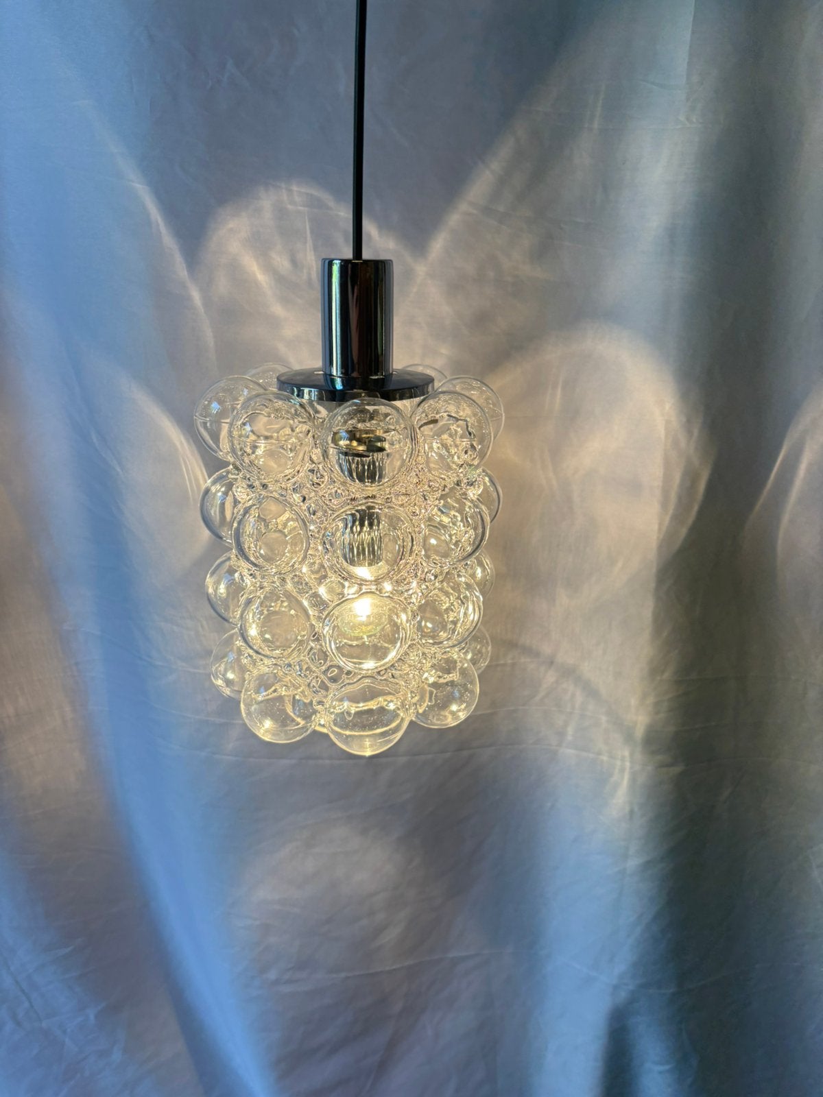 Vintage Helena Tynell bubbelglas hanglamp Glashütte Limburg, Ophalen of Verzenden, Gebruikt, Glas