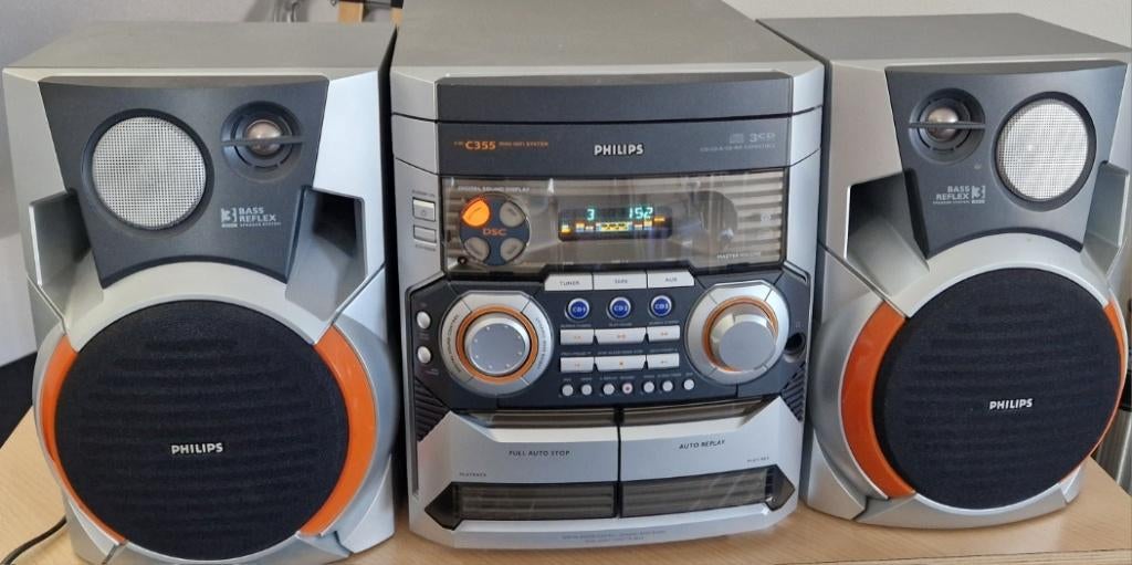Stereo Philips FW‑C355 Mini Hi‑Fi System, Ophalen, Zo goed als nieuw, Cassettedeck, Philips