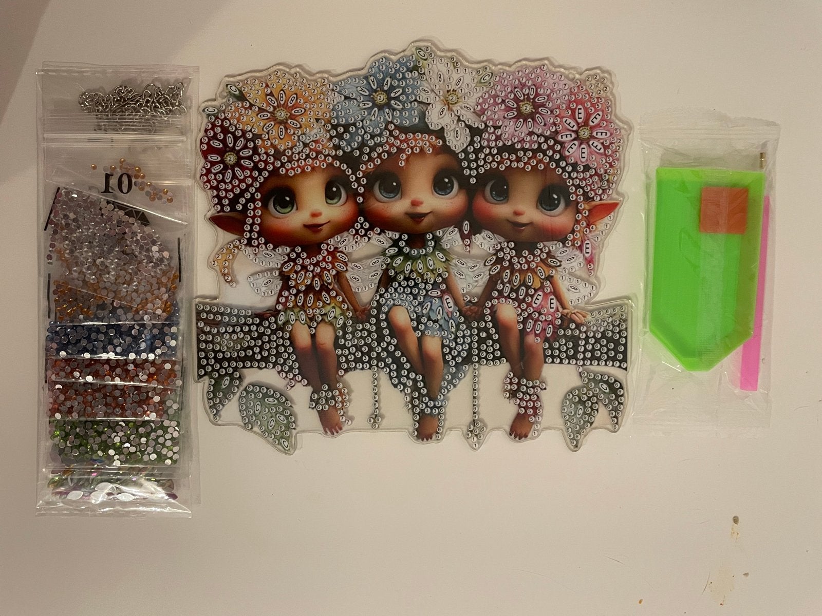 Diamond Painting Hanger Drie Elfjes - Nieuw & Compleet, Ophalen of Verzenden, Nieuw, Fantasie, Diamond painting