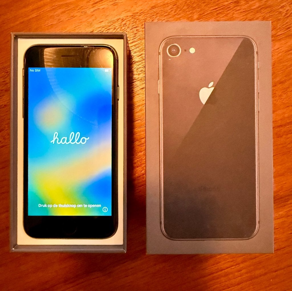 Apple iPhone 8, 64GB, compleet in originele doos, Gebruikt, Verzenden, Zwart, 64 GB