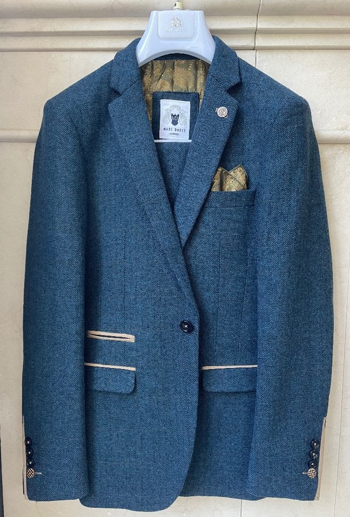 Driedelig Herenpak Dion Blue van Marc Darcy, Kleding | Heren, Ophalen of Verzenden, Zo goed als nieuw, Maat 46 (S) of kleiner