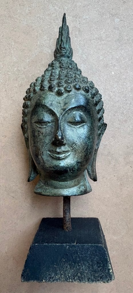 Mooi oud bronzen Boeddha beeldje, 18 cm, Antiek en Kunst, Kunst | Niet-Westerse kunst, Op standaard, Ophalen of Verzenden, 18 cm
