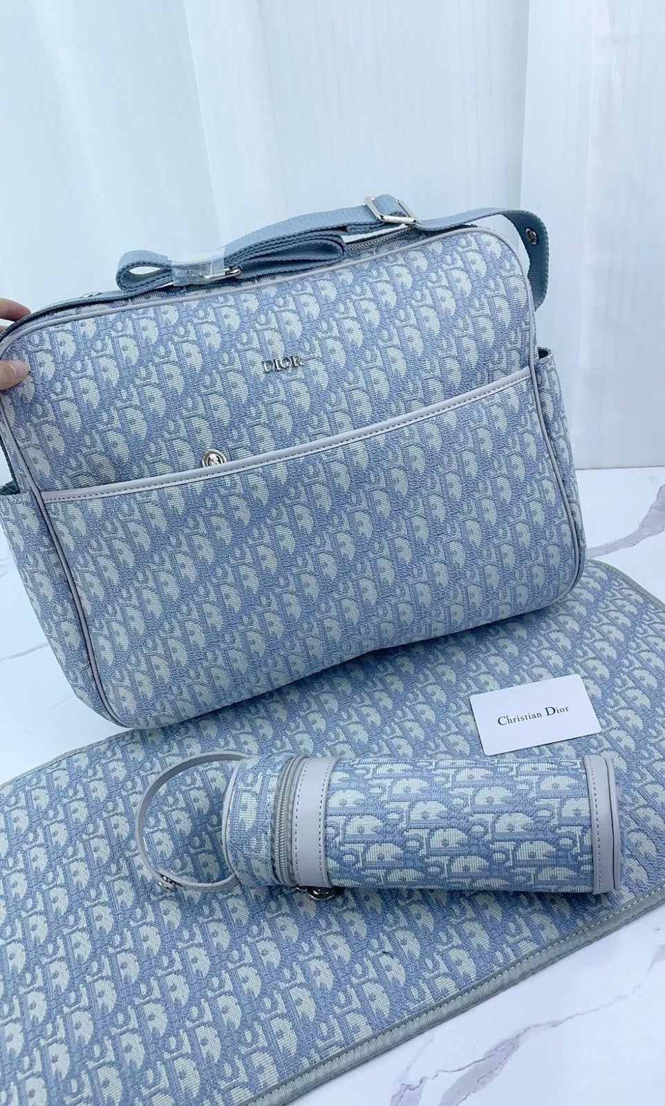 NIEUW DIOR LUIERTAS SET!! Grey/lichtblauw, Ophalen of Verzenden, Nieuw