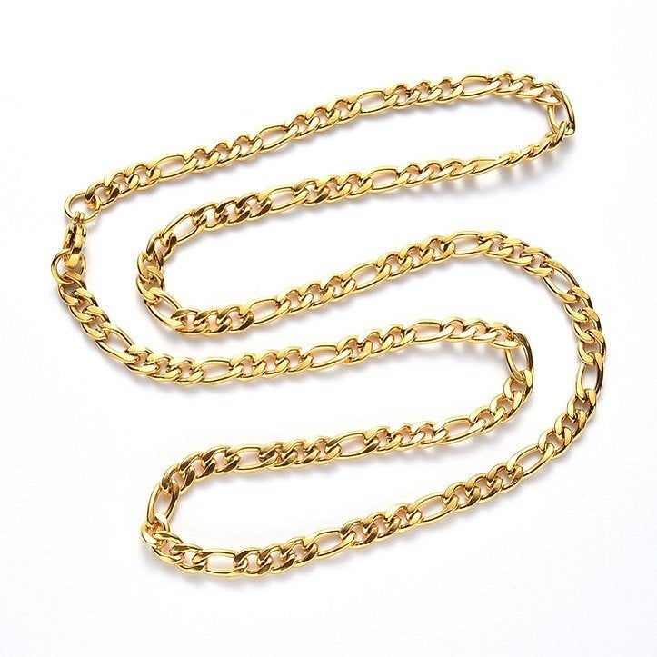 Stainless steel figaro ketting 8,5x4mm (50cm), Verzenden, Nieuw, Goud, Overige materialen