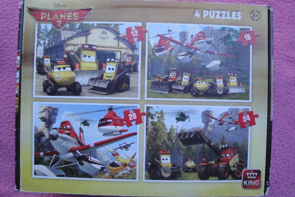 KING DISNEY PLANES  KINDERPUZZLES 4 x voor 1,95euro., Ophalen of Verzenden, Minder dan 500 stukjes, Zo goed als nieuw, Legpuzzel