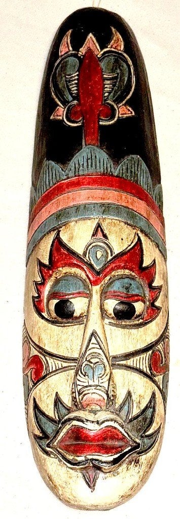 Handgesneden Balinees Masker - Houtsnijwerk, Ophalen of Verzenden