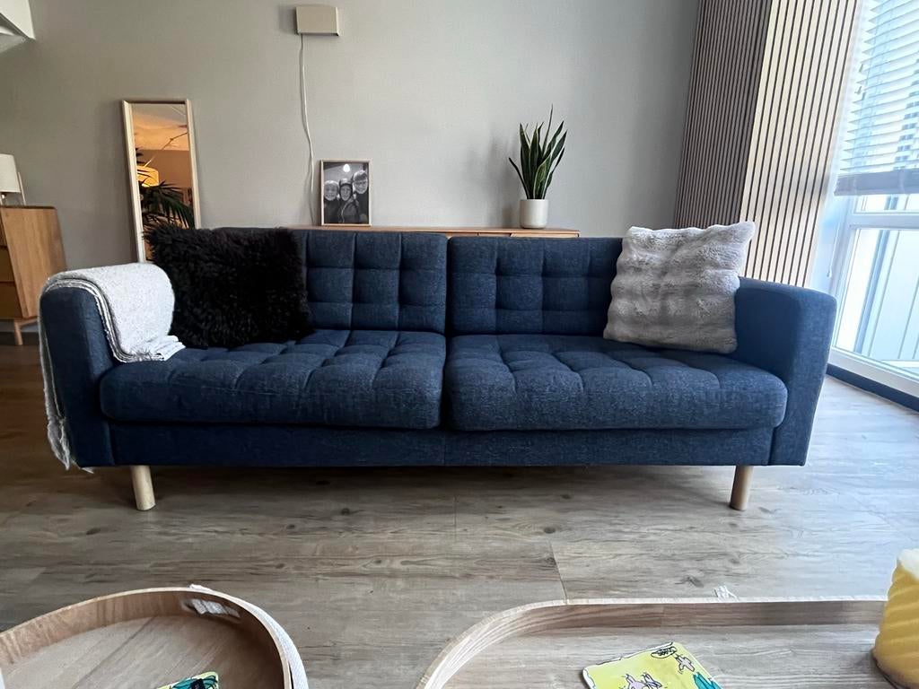 IKEA Comfortabele 2- en 3-zitsbank in grijze stof, Ophalen, 150 tot 200 cm, Driepersoons, 75 tot 100 cm