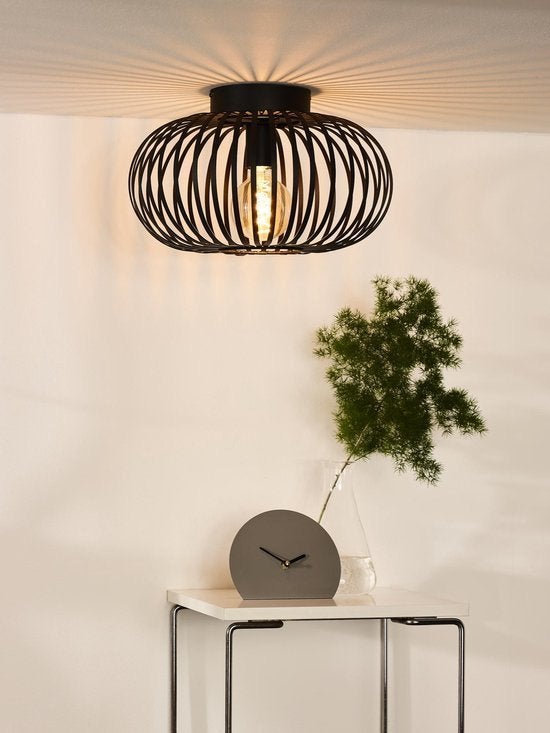 Plafondlamp Lucide MANUELA  - Ø 39,5 cm - 1xE27 - Zwart, Nieuw, Ophalen of Verzenden, Plafondlamp, Metaal