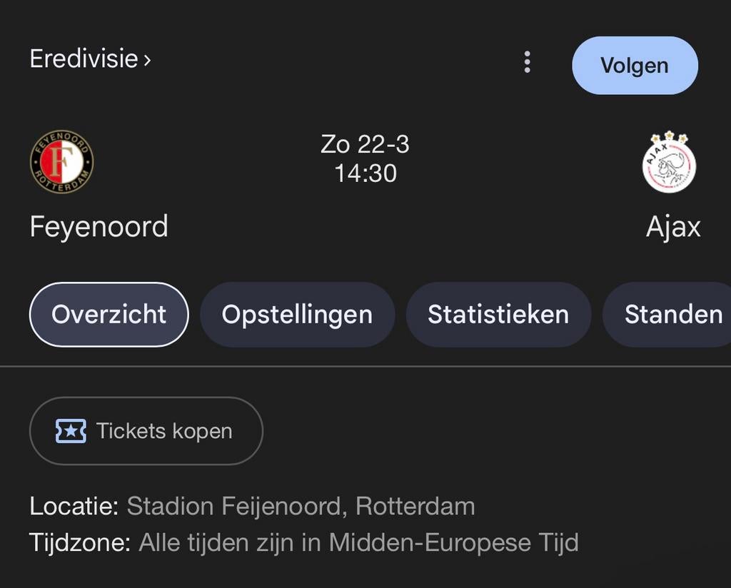 Feyenoord- Ajax 1 Ticket gezocht!, Eén persoon