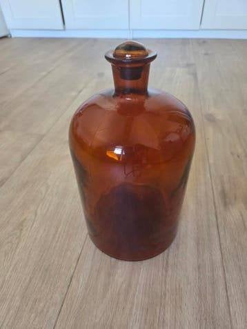 Vintage Apothekersfles - Amber Glas met Stop, Antiek en Kunst, Ophalen