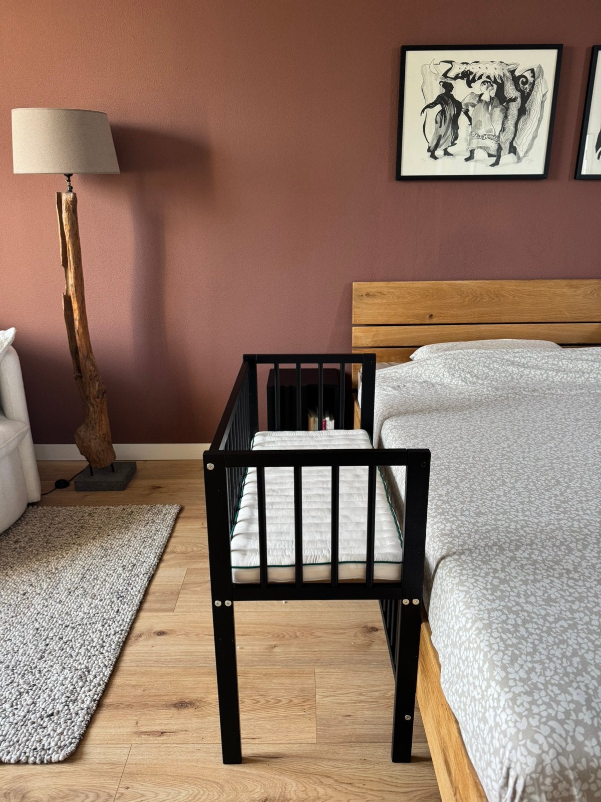 Houten co-sleeper/wieg colorfull home met natuurlijk matras, Ophalen of Verzenden, Zo goed als nieuw, Ledikant